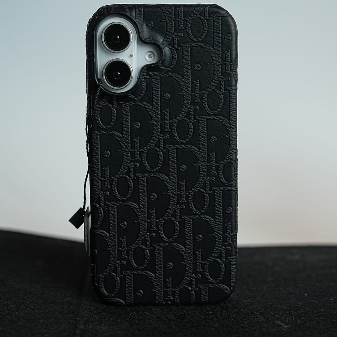 FRATO iPhone 17 Series Black iPhone 17 Premium Embossed PU Leather Designer Pattern Slim Protective Case