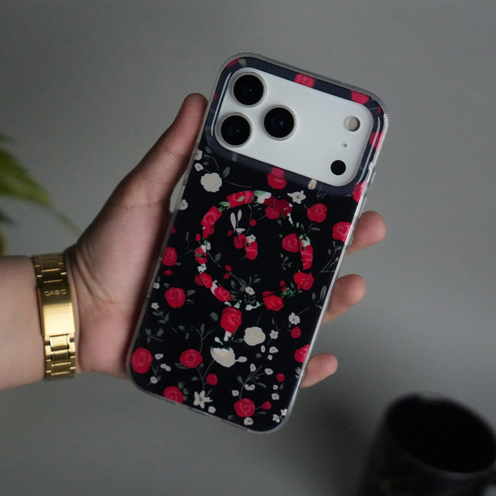 FRATO iPhone 17 Series Black iPhone 17 Pro Max FloraCrystal Design MagSafe Case Cover