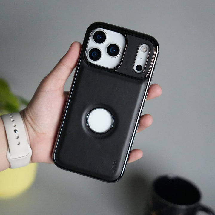FRATO iPhone 17 Series Black iPhone 17 Pro Max JTP PU Leather Logo Cut Case Premium Finish Cover