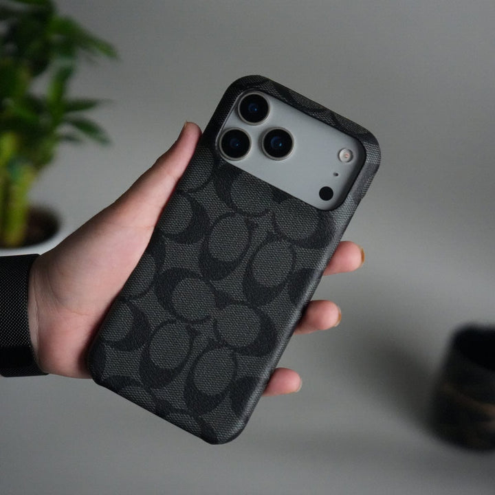 FRATO iPhone 17 Series Black iPhone 17 Pro Max Luxury CC Brand PU Leather Design Case Cover