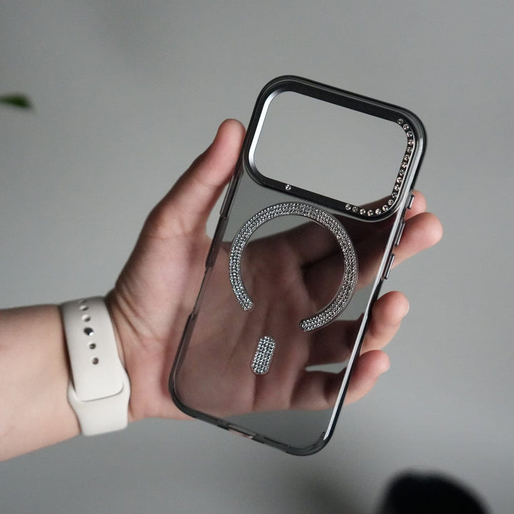 FRATO iPhone 17 Series Black iPhone 17 Pro Max Luxury Diamond MagSafe Case | Crystal Clear Back Cover with Rhinestone Metal Camera Guard