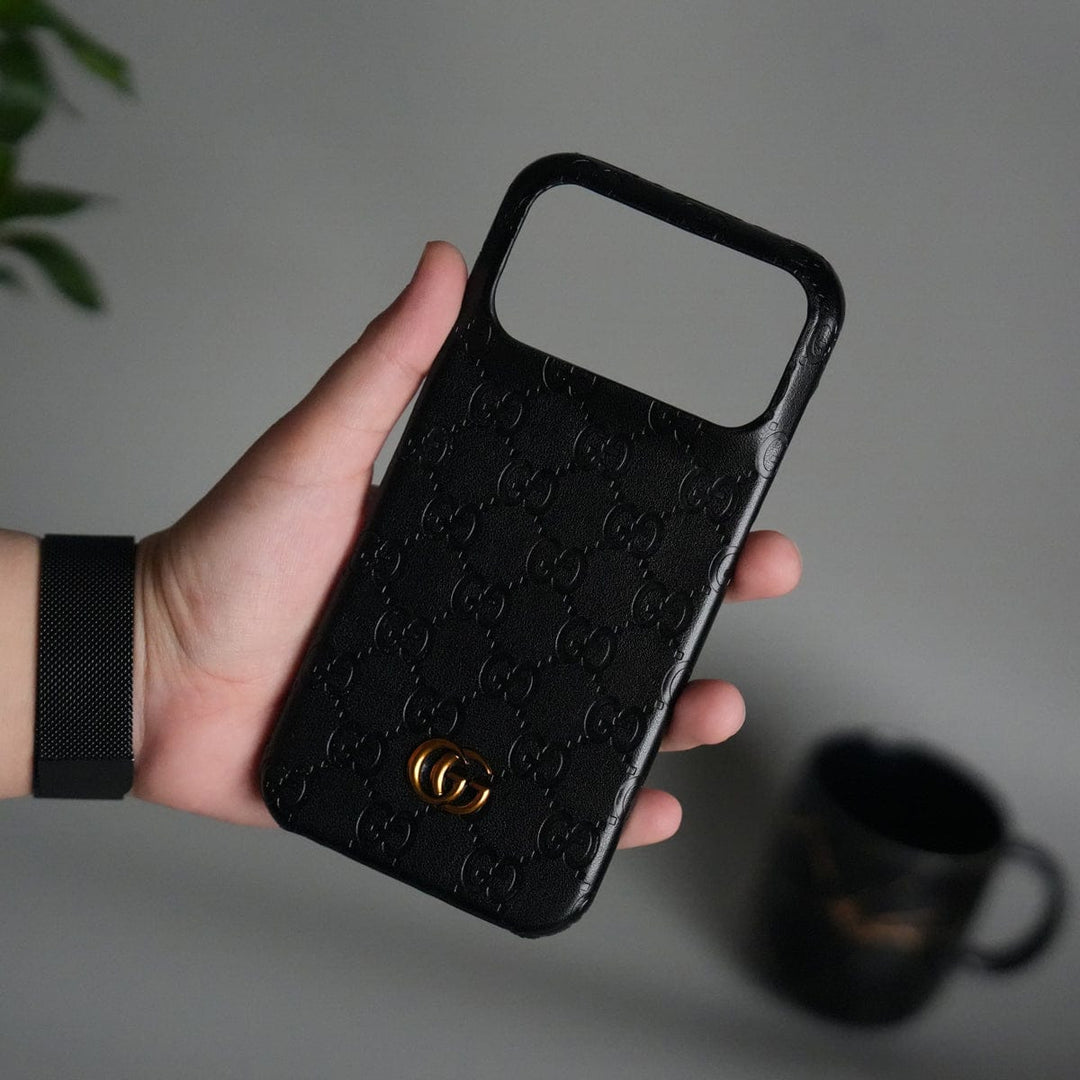 FRATO iPhone 17 Series Black iPhone 17 Pro Max Luxury GG Fashion Leather Brand Case Cover