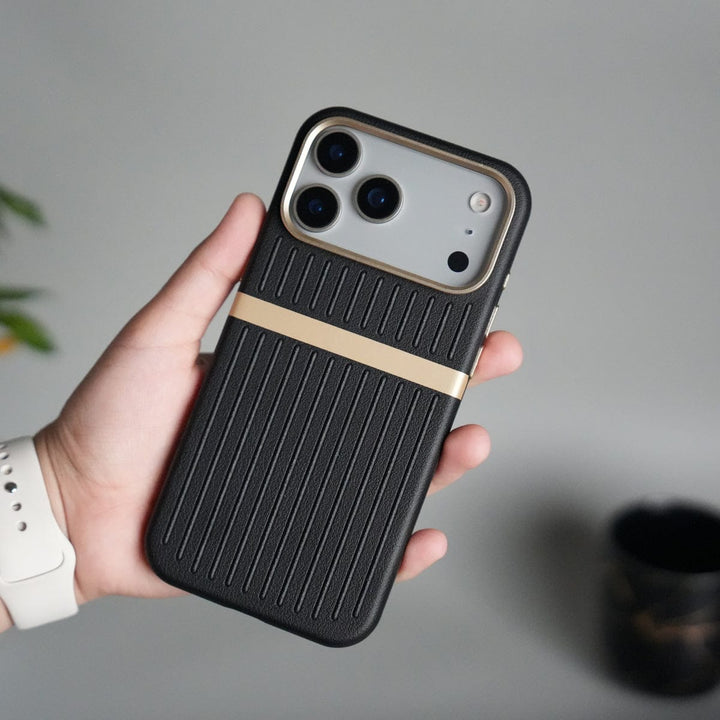 FRATO iPhone 17 Series Black iPhone 17 Pro Max MagSafe Case | Premium Suitcase Textured Grip Cover with Metal Camera Bumper