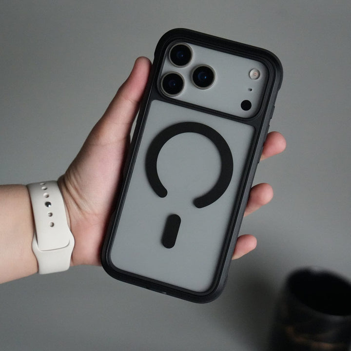 FRATO iPhone 17 Series Black iPhone 17 Pro Military Grade Durable Aluminum Frame MagSafe Case | Anti-Yellowing Technology Case
