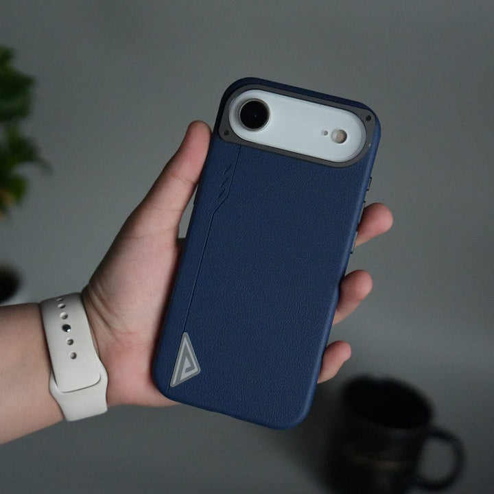 FRATO iPhone 17 Series Blue iPhone 17 Air Leather Texture MagSafe PVC NUIU Case With Metal Camera Bump