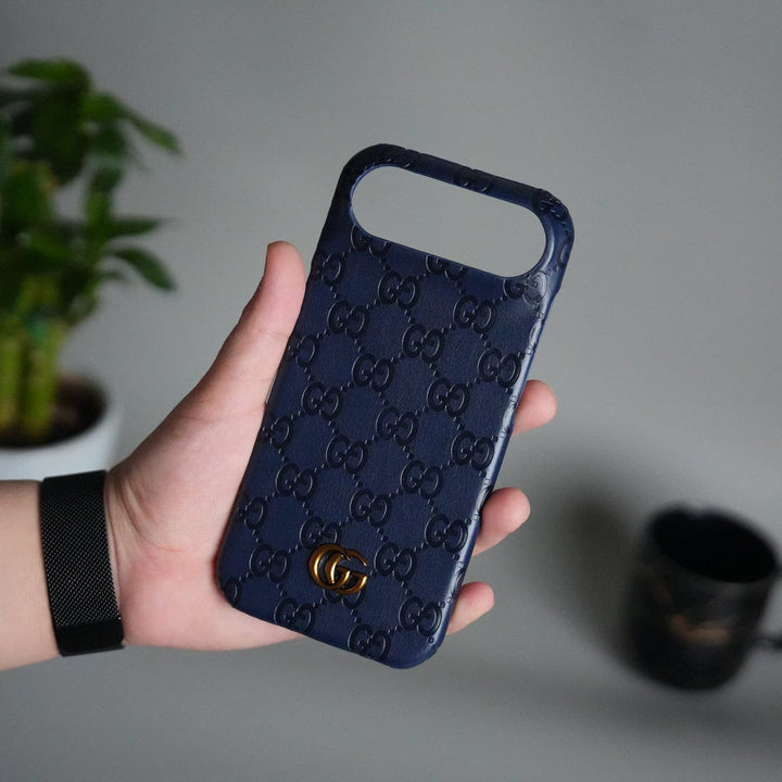 FRATO iPhone 17 Series Blue iPhone 17 Air Luxury GG Fashion Leather Brand Case Cover