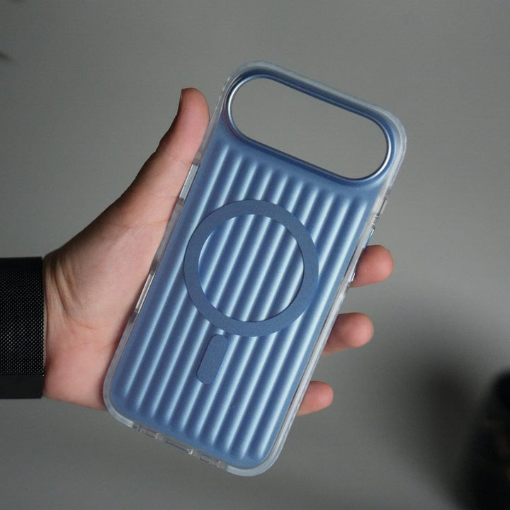 FRATO iPhone 17 Series Blue iPhone 17 Air MagSafe Suitcase Design Cover | Shockproof Ribbed Back Cover