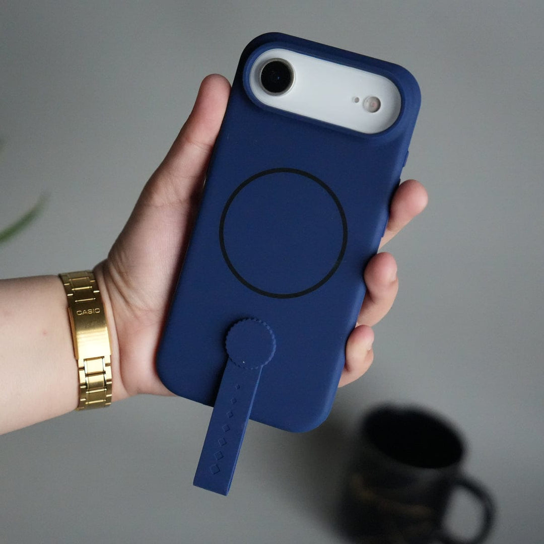 FRATO iPhone 17 Series Blue iPhone 17 Air Silicone Case | Magnetic Ring | Silicone Rotating Grip Strap Cover