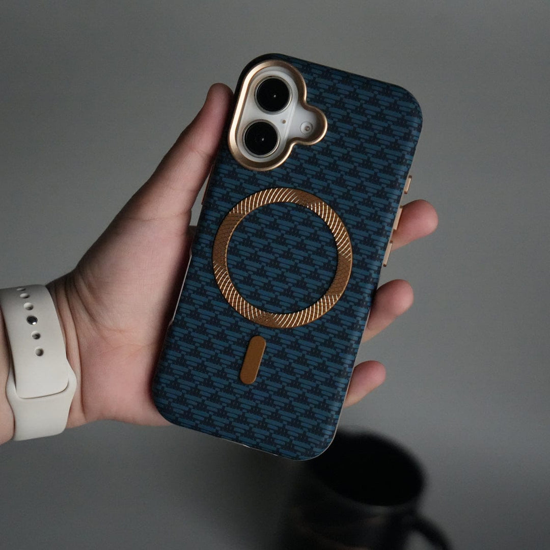 FRATO iPhone 17 Series Blue iPhone 17 Elite Leather-Texture Case Cover