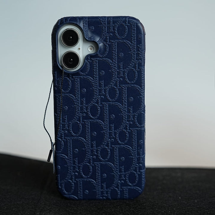 FRATO iPhone 17 Series Blue iPhone 17 Premium Embossed PU Leather Designer Pattern Slim Protective Case