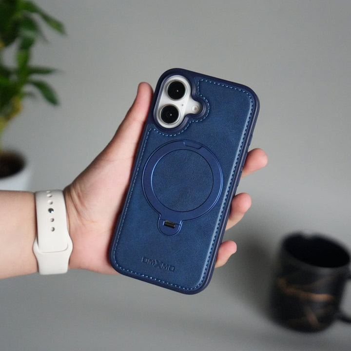 FRATO iPhone 17 Series Blue iPhone 17 Premium PU Leather Kickstand Case | Luxury Shockproof Protective Back Cover