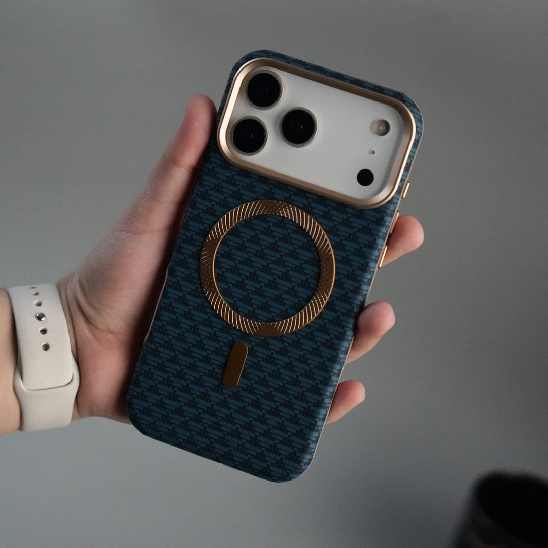FRATO iPhone 17 Series Blue iPhone 17 Pro Elite Leather-Texture Case Cover