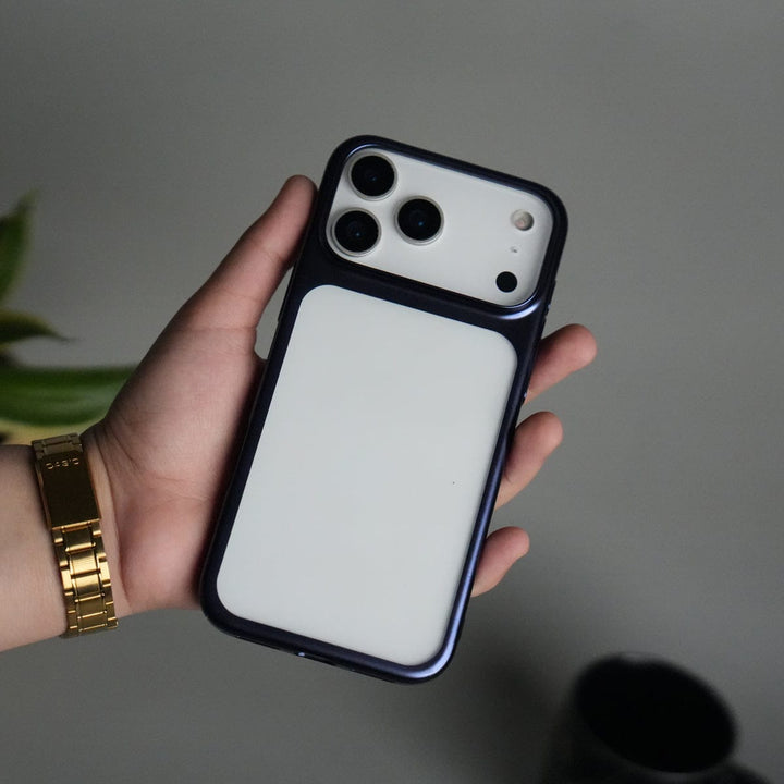 FRATO iPhone 17 Series Blue iPhone 17 Pro Max Clear Shell Case | Slim Back Cover with Electroplated Edges