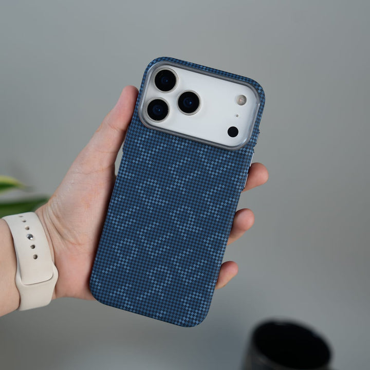 FRATO iPhone 17 Series Blue iPhone 17 Pro Max ERF Carbon Fiber Texture Hard Pc MagSafe Case | Lightweight Back Cover