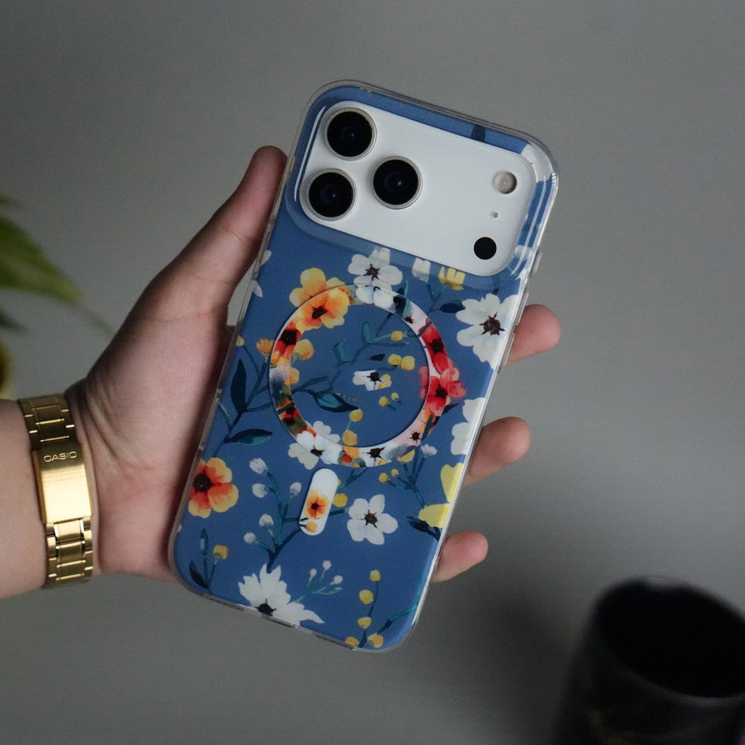 FRATO iPhone 17 Series Blue iPhone 17 Pro Max FloraCrystal Design MagSafe Case Cover