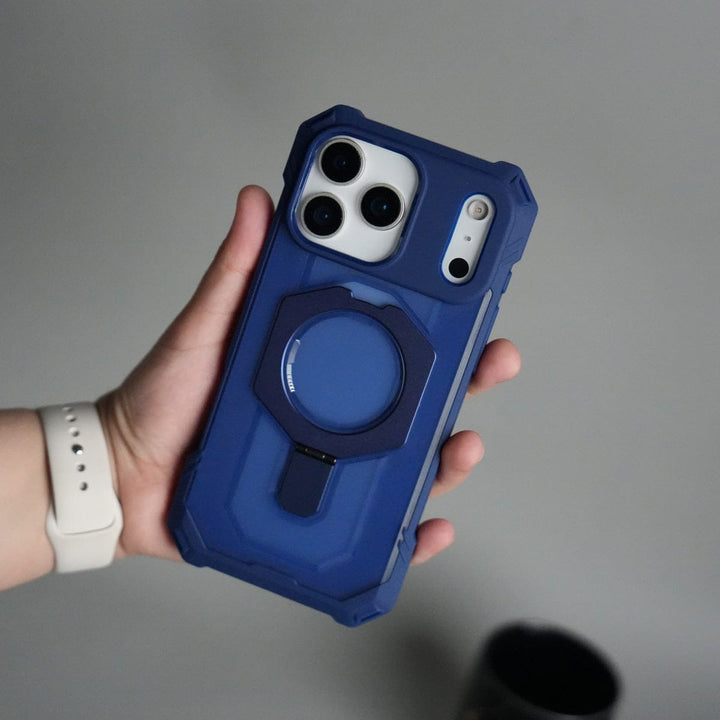 FRATO iPhone 17 Series Blue iPhone 17 Pro Max – Rugged Armor MagSafe Case with Metal Kickstand