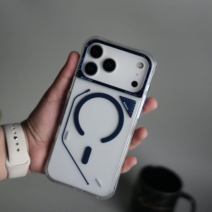 FRATO iPhone 17 Series Blue iPhone 17 Pro Max TechLine Transparent MagSafe Case with Metal Camera Bump Back Cover