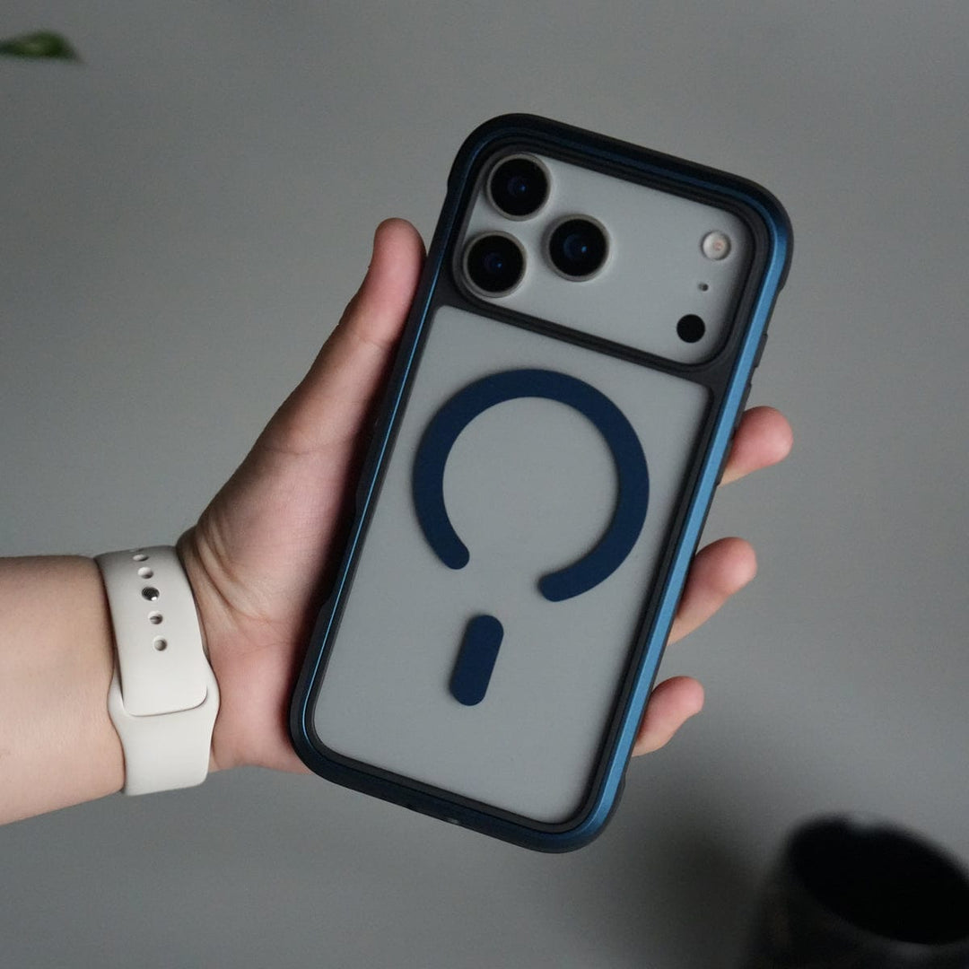 FRATO iPhone 17 Series Blue iPhone 17 Pro Military Grade Durable Aluminum Frame MagSafe Case | Anti-Yellowing Technology Case
