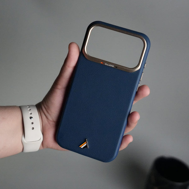 FRATO iPhone 17 Series Blue iPhone 17 Pro PU Leather Case with Metal Camera Frame