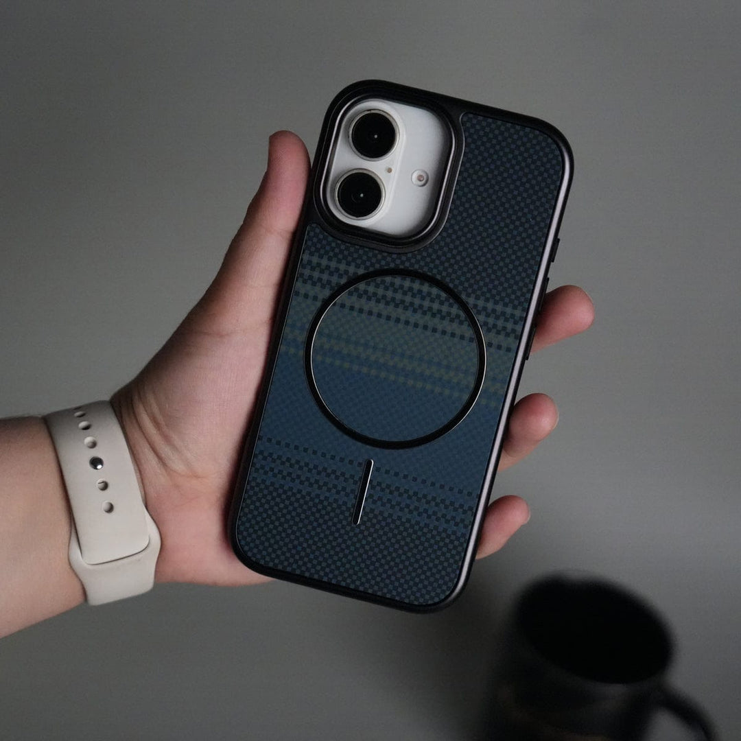 FRATO iPhone 17 Series Blue Line iPhone 17 Carbon Design Mag Ring Case Slim Protective Cover