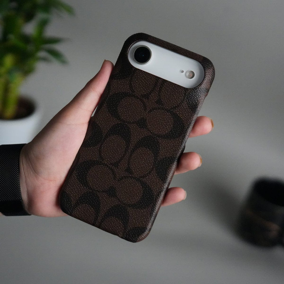 FRATO iPhone 17 Series Brown iPhone 17 Air Luxury CC Brand PU Leather Design Case Cover