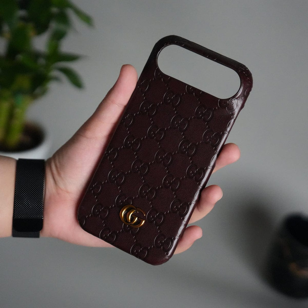 FRATO iPhone 17 Series Brown iPhone 17 Air Luxury GG Fashion Leather Brand Case Cover