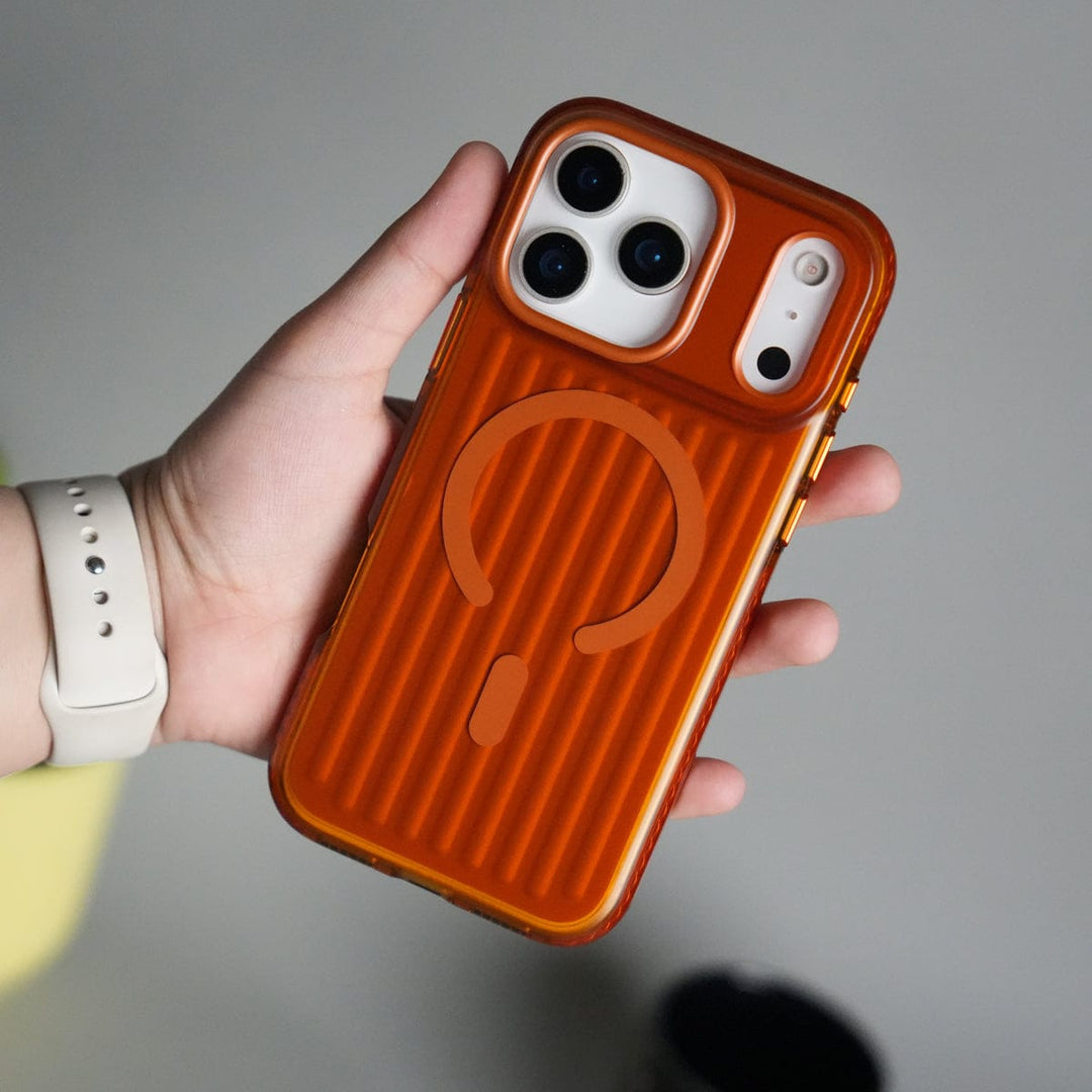 FRATO iPhone 17 Series Burnt Orange iPhone 17 Pro Max MagSafe Suitcase Design Case | Shiny Texture Back Cover