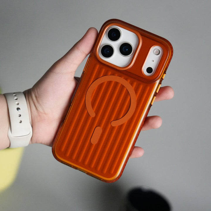 FRATO iPhone 17 Series Burnt Orange iPhone 17 Pro Max MagSafe Suitcase Design Case | Shiny Texture Back Cover