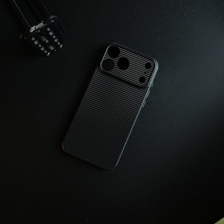 FRATO iPhone 17 Series CarbonEdge Ultra-Thin iPhone Case with Metal Buttons | Carbon Fiber Texture Slim Back Cover