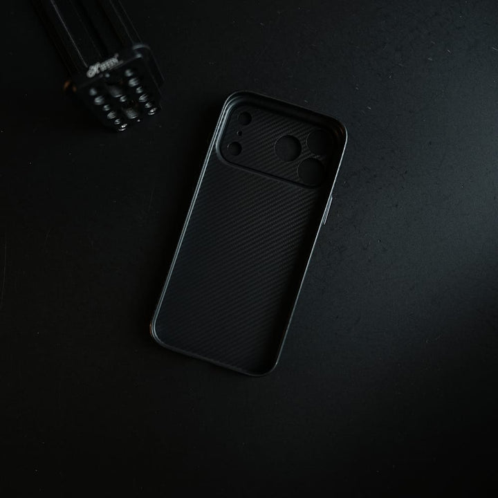 FRATO iPhone 17 Series CarbonEdge Ultra-Thin iPhone Case with Metal Buttons | Carbon Fiber Texture Slim Back Cover