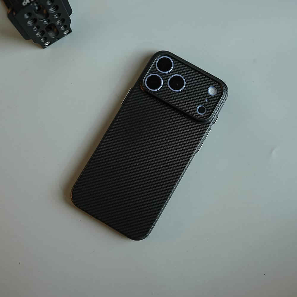 FRATO iPhone 17 Series CarbonEdge Ultra-Thin iPhone Case with Metal Buttons | Carbon Fiber Texture Slim Back Cover