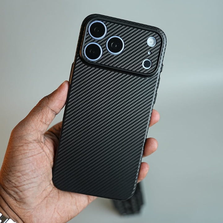 FRATO iPhone 17 Series CarbonEdge Ultra-Thin iPhone Case with Metal Buttons | Carbon Fiber Texture Slim Back Cover