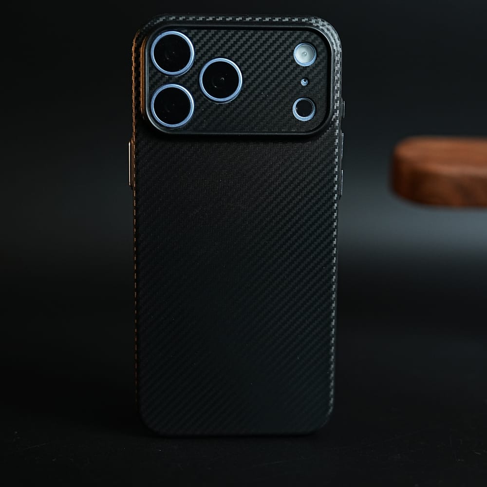 FRATO iPhone 17 Series CarbonEdge Ultra-Thin iPhone Case with Metal Buttons | Carbon Fiber Texture Slim Back Cover