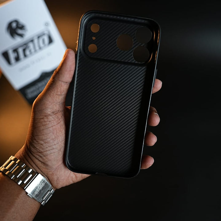 FRATO iPhone 17 Series CarbonEdge Ultra-Thin iPhone Case with Metal Buttons | Carbon Fiber Texture Slim Back Cover