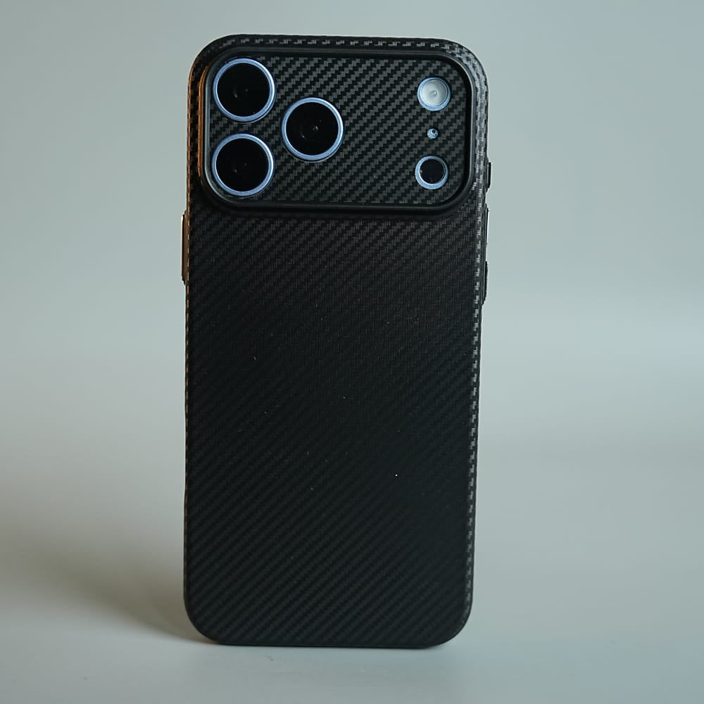 FRATO iPhone 17 Series CarbonEdge Ultra-Thin iPhone Case with Metal Buttons | Carbon Fiber Texture Slim Back Cover