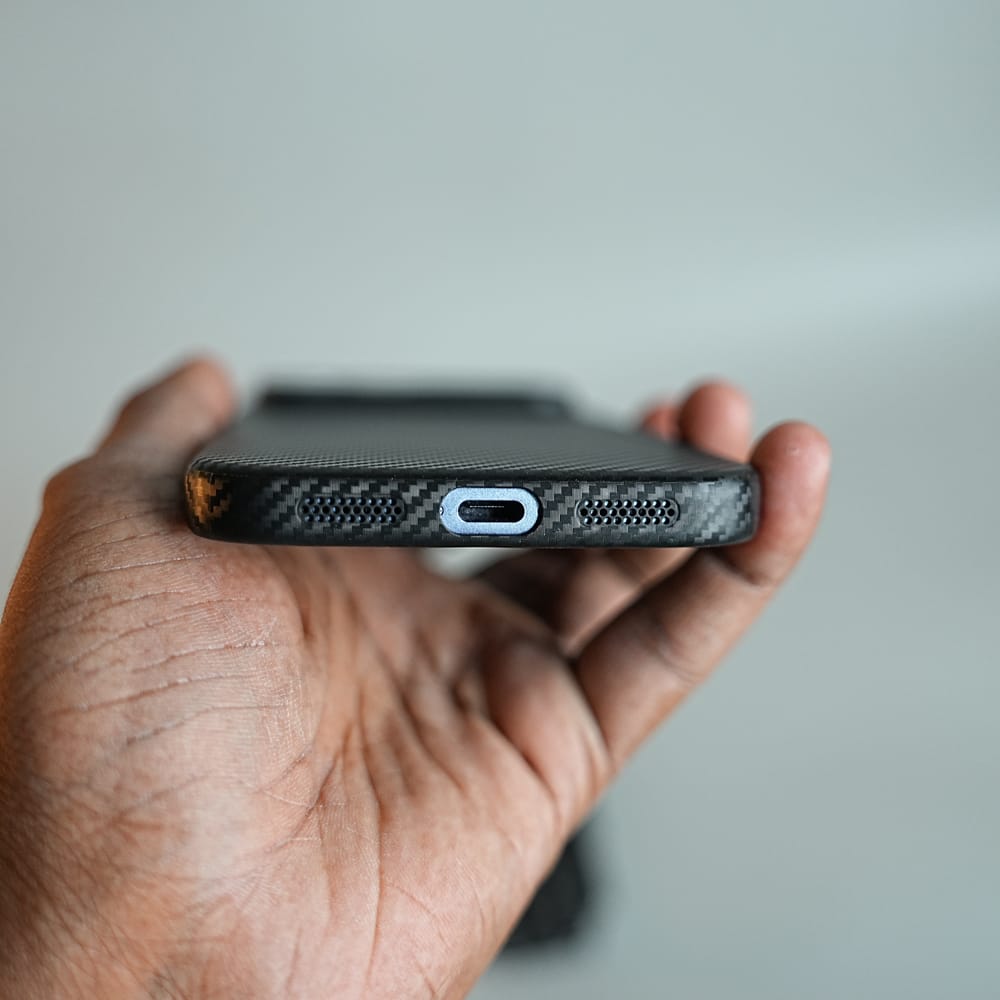 FRATO iPhone 17 Series CarbonEdge Ultra-Thin iPhone Case with Metal Buttons | Carbon Fiber Texture Slim Back Cover