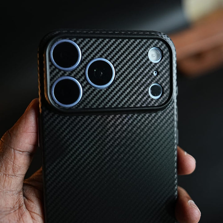 FRATO iPhone 17 Series CarbonEdge Ultra-Thin iPhone Case with Metal Buttons | Carbon Fiber Texture Slim Back Cover
