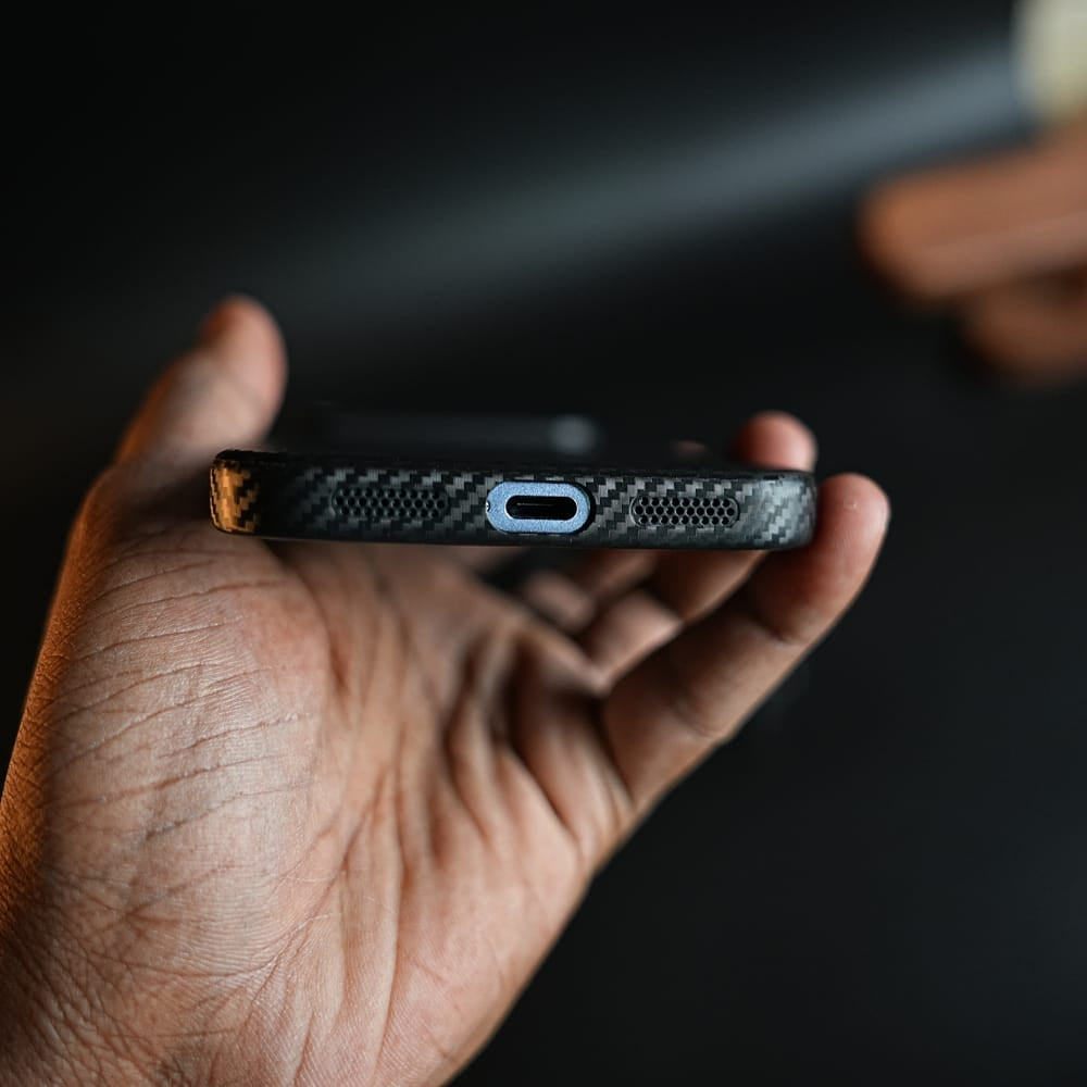 FRATO iPhone 17 Series CarbonEdge Ultra-Thin iPhone Case with Metal Buttons | Carbon Fiber Texture Slim Back Cover