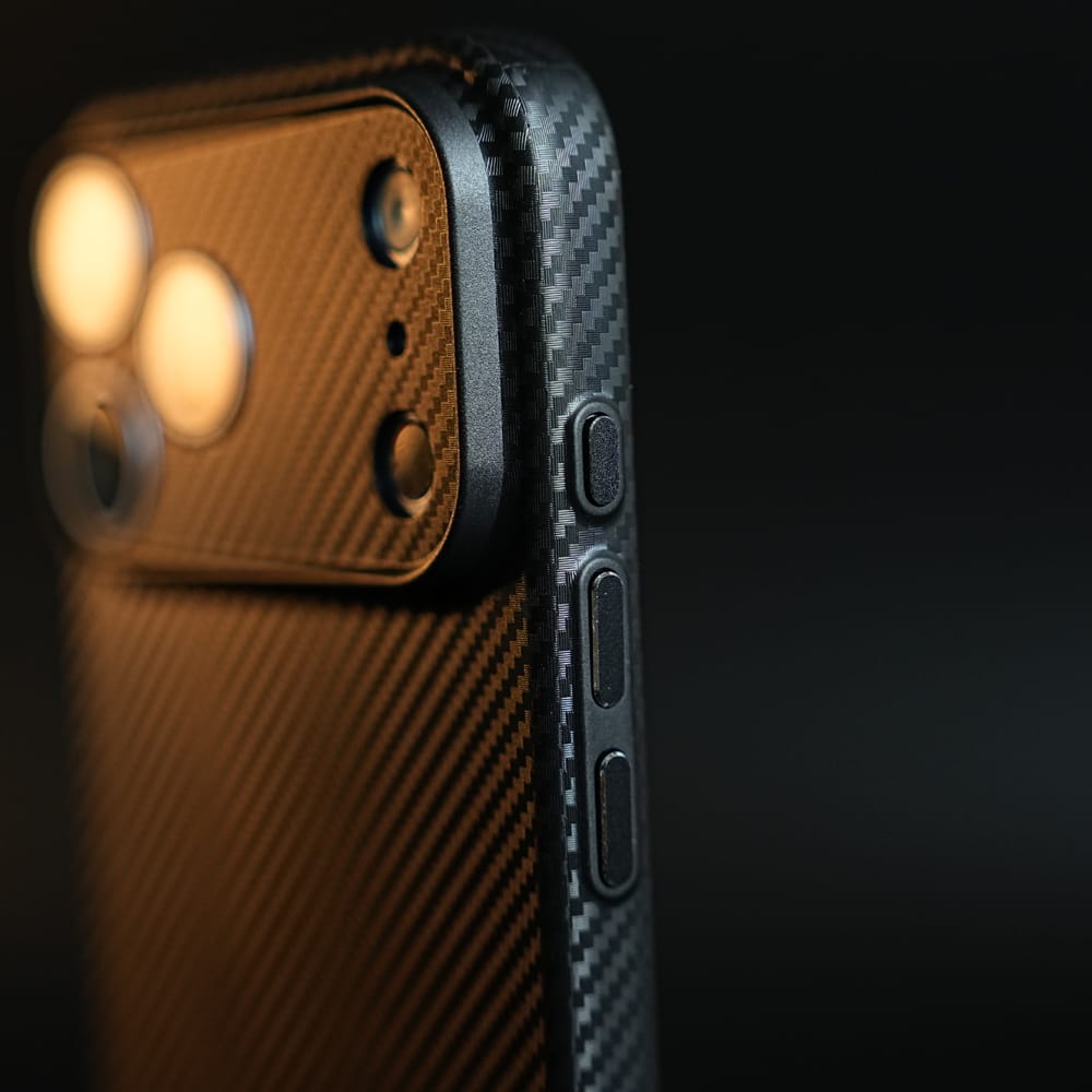 FRATO iPhone 17 Series CarbonEdge Ultra-Thin iPhone Case with Metal Buttons | Carbon Fiber Texture Slim Back Cover