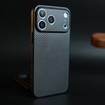 CarbonEdge Ultra-Thin iPhone Case with Metal Buttons | Carbon Fiber Texture Slim Back Cover