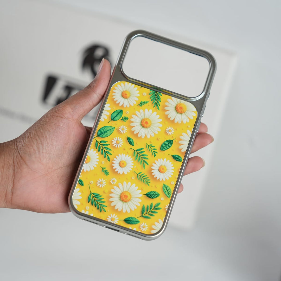FRATO iPhone 17 Series Chrome Frame Floral Designer Bllom Case | Slim Protective Back Cover