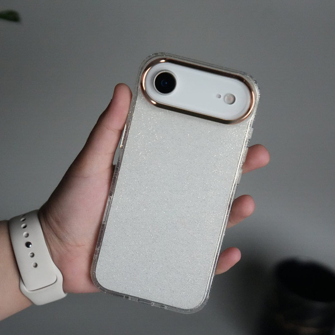 FRATO iPhone 17 Series Clear iPhone 17 Air Glitter Case | Transparent Cover with Sparkle Finish &amp; Metallic Camera Bumper