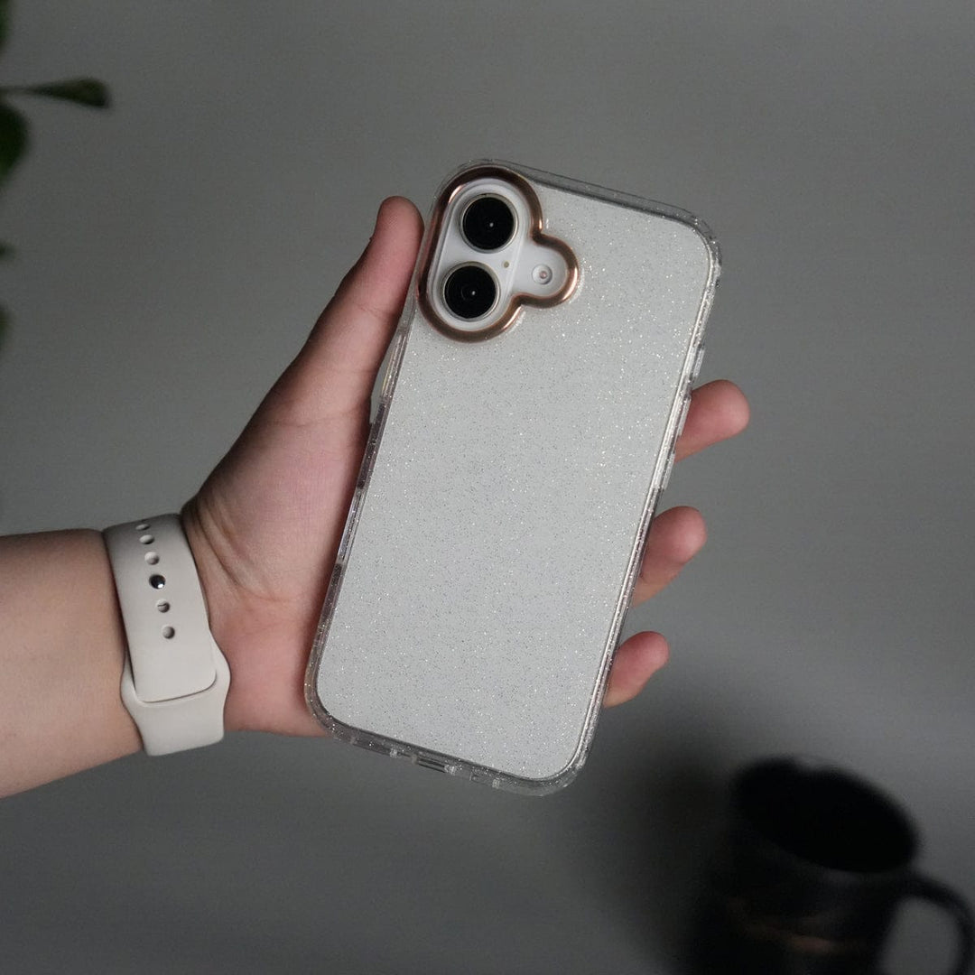 FRATO iPhone 17 Series Clear iPhone 17 Glitter Case | Transparent Cover with Sparkle Finish &amp; Metallic Camera Bumper