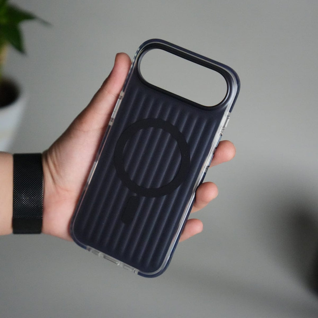 FRATO iPhone 17 Series Dark Blue iPhone 17 Air MagSafe Suitcase Design Cover | Shockproof Ribbed Back Cover