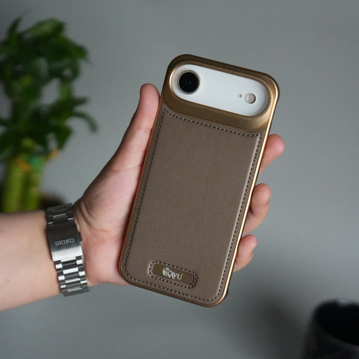 FRATO iPhone 17 Series Desert iPhone 17 Air Premium Metallic AeroFLex Aluminium Stitch Leather MagSafe Case