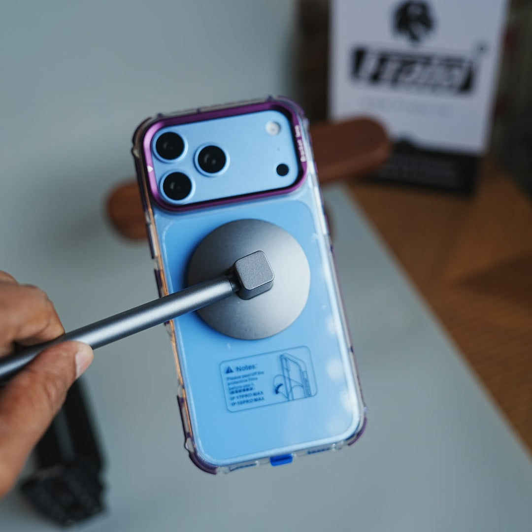 FRATO iPhone 17 Series Foldable Camera Frame Stand Case for 17 Series | Magnetic Transparent Protective Cover