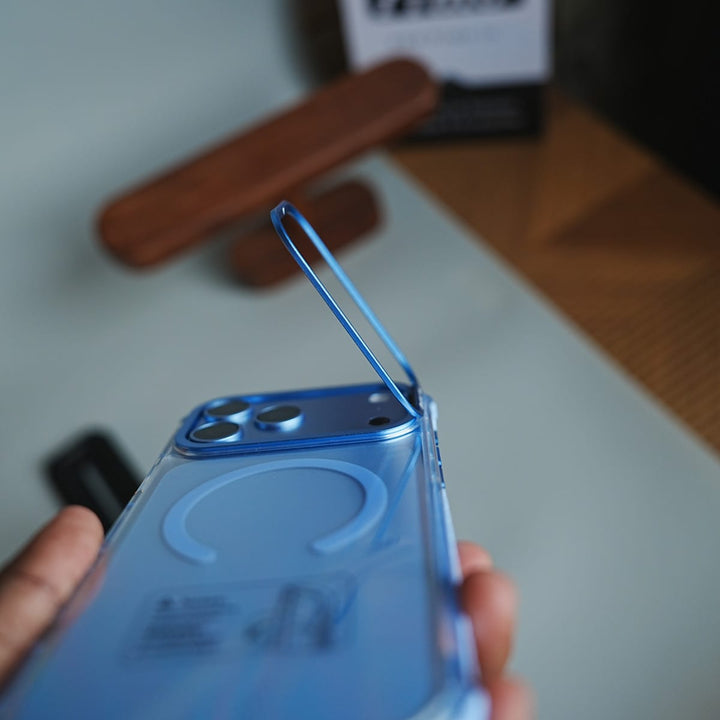 FRATO iPhone 17 Series Foldable Camera Frame Stand Case for 17 Series | Magnetic Transparent Protective Cover