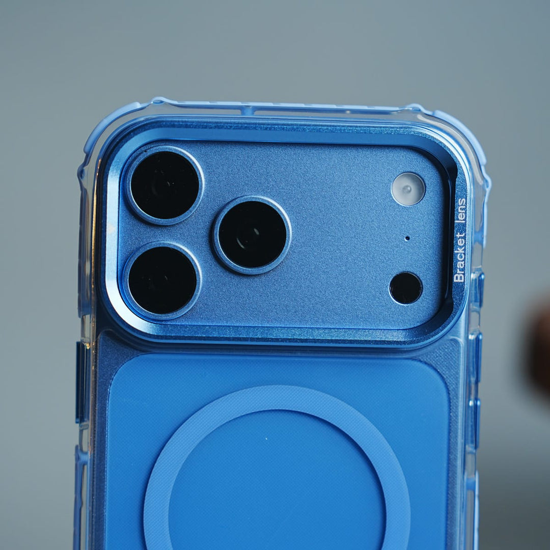 FRATO iPhone 17 Series Foldable Camera Frame Stand Case for 17 Series | Magnetic Transparent Protective Cover