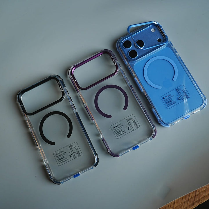 FRATO iPhone 17 Series Foldable Camera Frame Stand Case for 17 Series | Magnetic Transparent Protective Cover