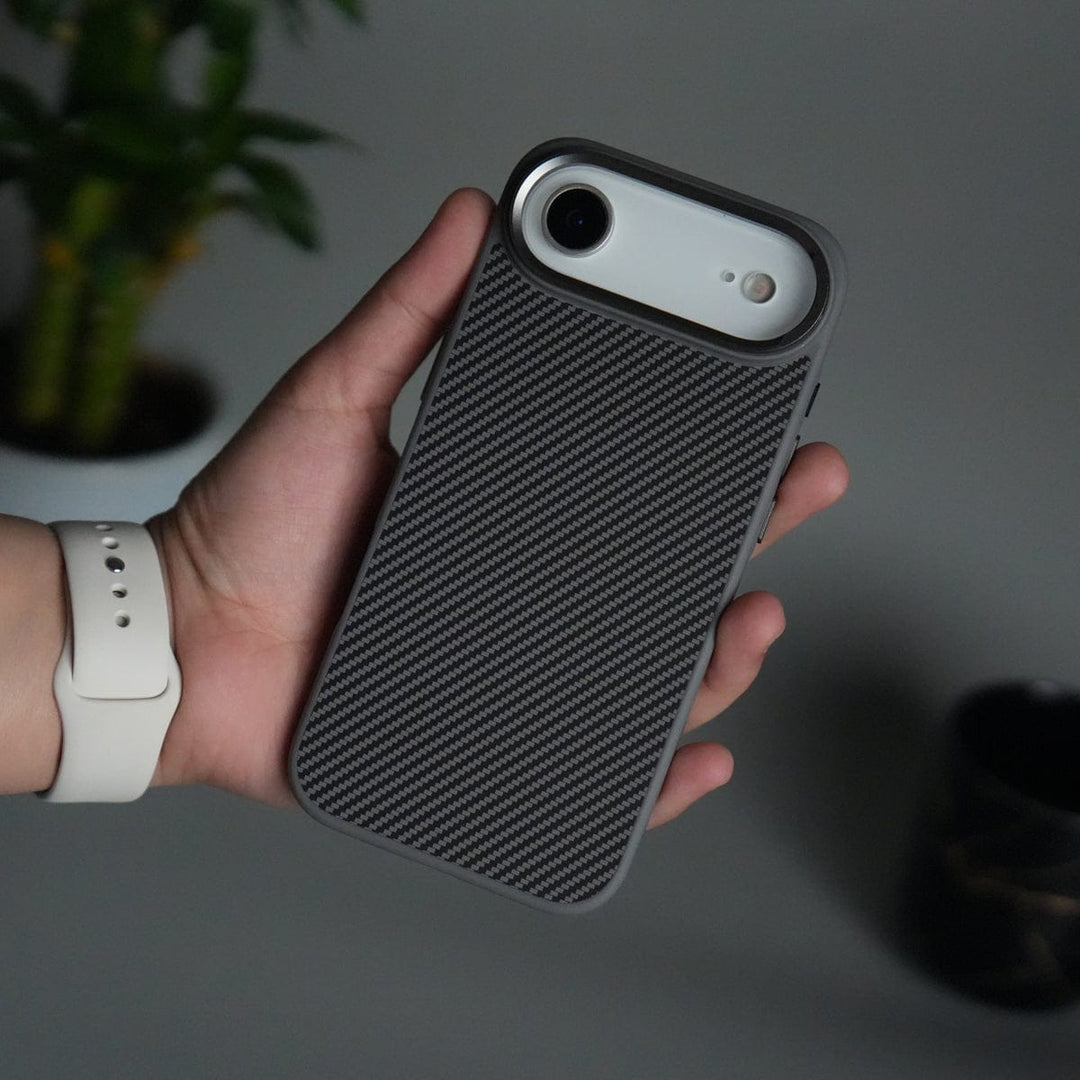 FRATO iPhone 17 Series Gray iPhone 17 Air Metal Camera Ring Carbon Fiber Design MagSafe Cover